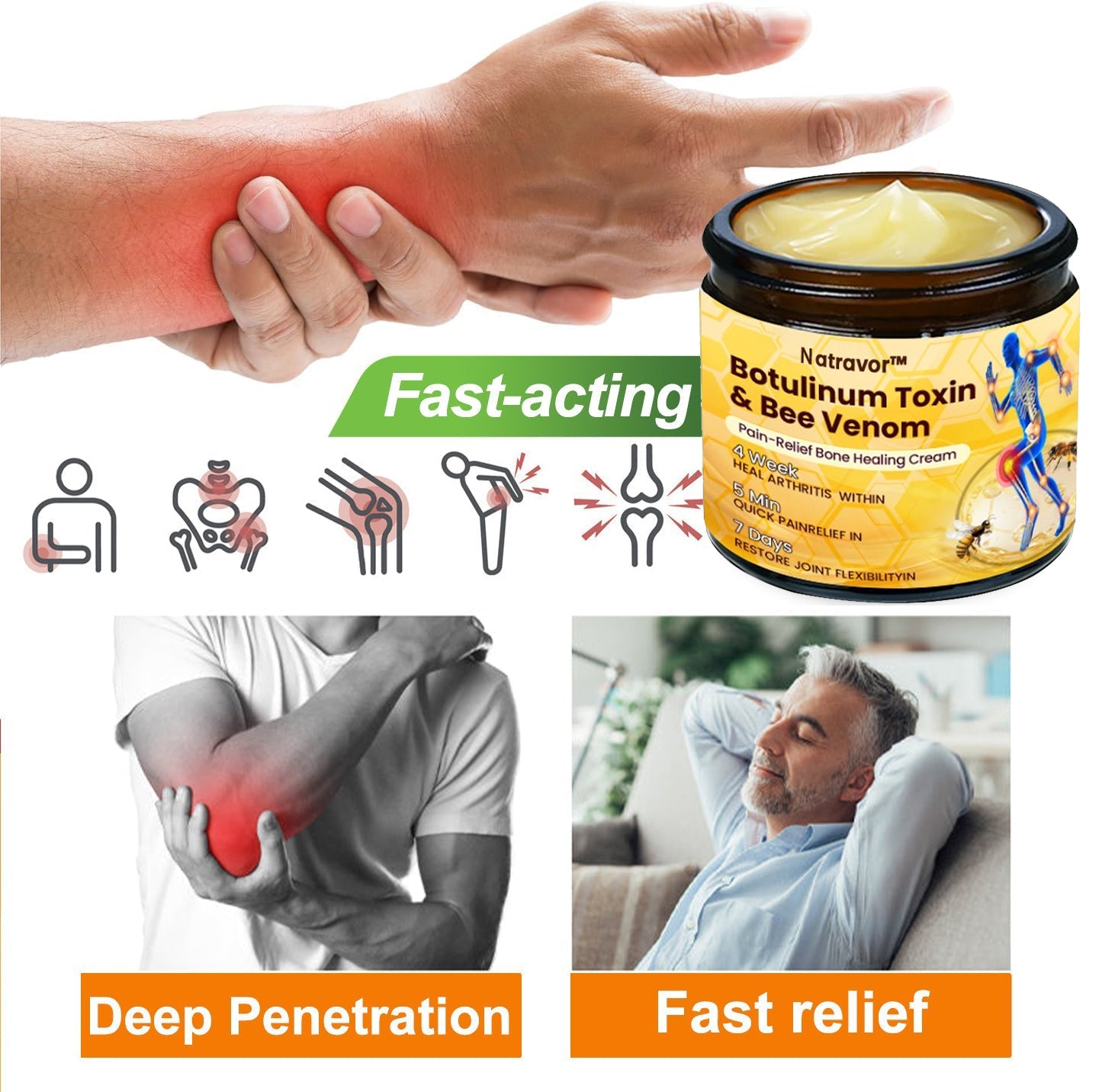 Natravor™ Botulinum Toxin & Bee Venom Pain-Relief Bone Healing Cream