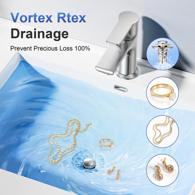 Universal 2-in-1 Bathroom SinkStopper, Pop-up with Anti-Clog RemovableStainless Steel Filter Basket Drain Hair Stopper,Anti-Odor Stopper