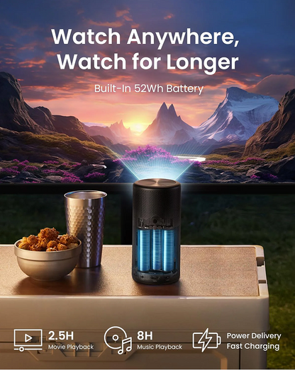 🎄Christmas Special🎁 Capsule Projector | 1080P Smart Mini Projector with Wi-Fi | 2.5H Playtime | 120-Inch Big Screen | Ultra Portable for Any Space📽️