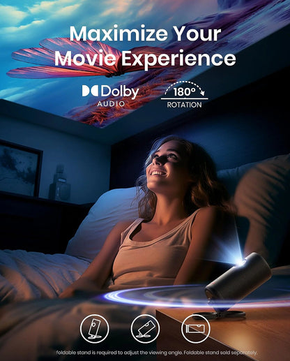 🎄Christmas Special🎁 Capsule Projector | 1080P Smart Mini Projector with Wi-Fi | 2.5H Playtime | 120-Inch Big Screen | Ultra Portable for Any Space📽️
