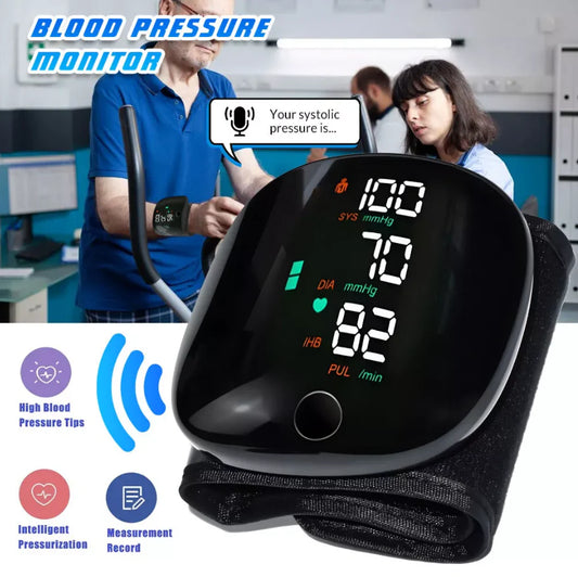 𝐀𝐮𝐭𝐨𝐦𝐚𝐭𝐢𝐜 𝐖𝐫𝐢𝐬𝐭 𝐁𝐏 𝐌𝐨𝐧𝐢𝐭𝐨𝐫  - Clinically Accurate w/ Large Backlit Display, Adjustable Cuff, Voice Broadcast & Case