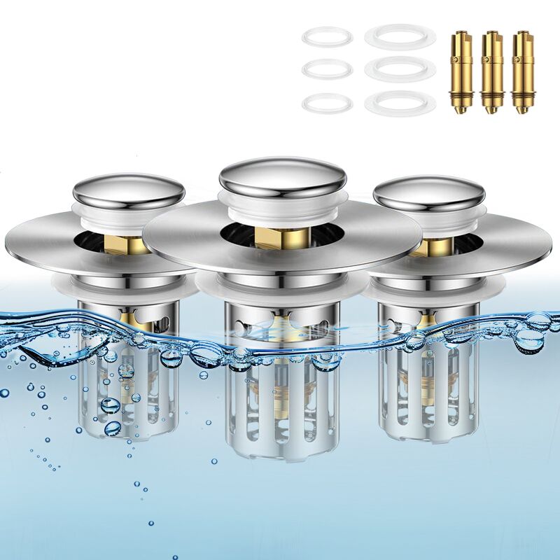 Universal 2-in-1 Bathroom SinkStopper, Pop-up with Anti-Clog RemovableStainless Steel Filter Basket Drain Hair Stopper,Anti-Odor Stopper